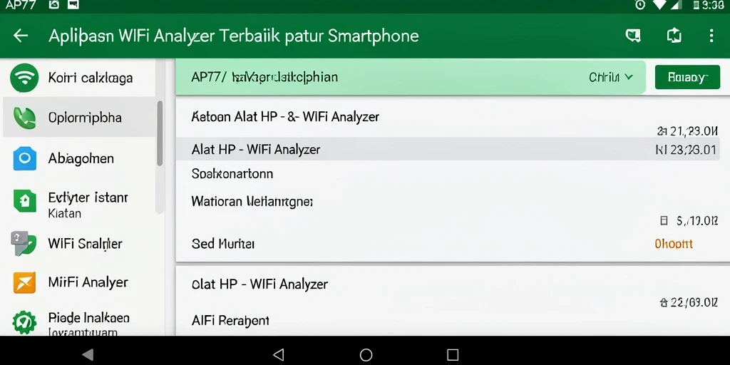 Tampilan antarmuka aplikasi WiFi Analyzer API77 yang informatif.