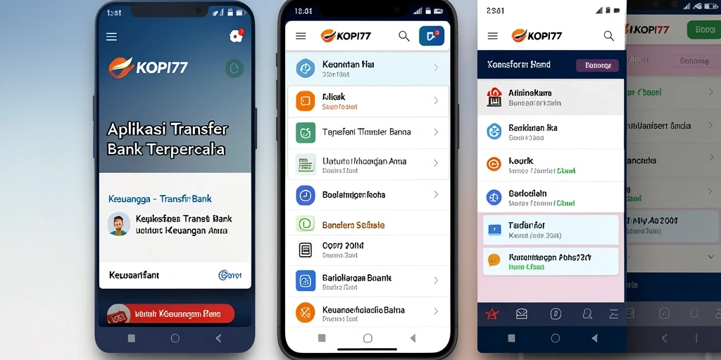 Antarmuka aplikasi KOPI77 untuk transfer bank yang mudah dan intuitif.