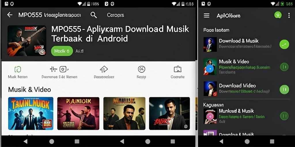 Antarmuka aplikasi MPO555 untuk Download Musik yang intuitif dan mudah digunakan.