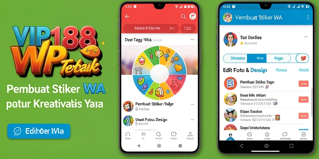 Antarmuka pengguna VIP188 dengan berbagai alat Pembuat Stiker WA.