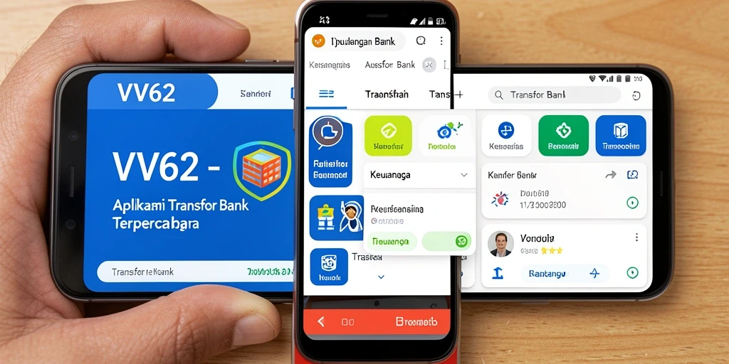 Tampilan antarmuka pengguna aplikasi Transfer Bank VV62 yang modern dan fungsional.